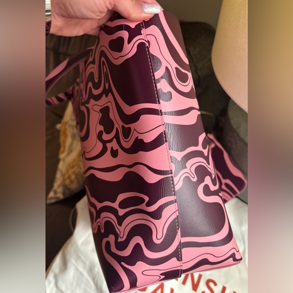 Authentic MANSUR GAVRIEL Leather Patterned Tote with large zip top wristlet - Picture 11 of 16